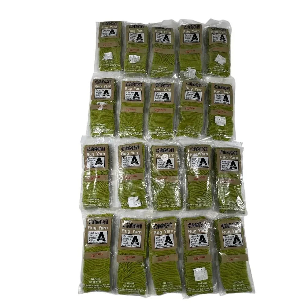 CARON Rug Yarn Lot 20 Chartreuse 0136 Acrylic Acrilan Latch Hook 320 Pieces NEW